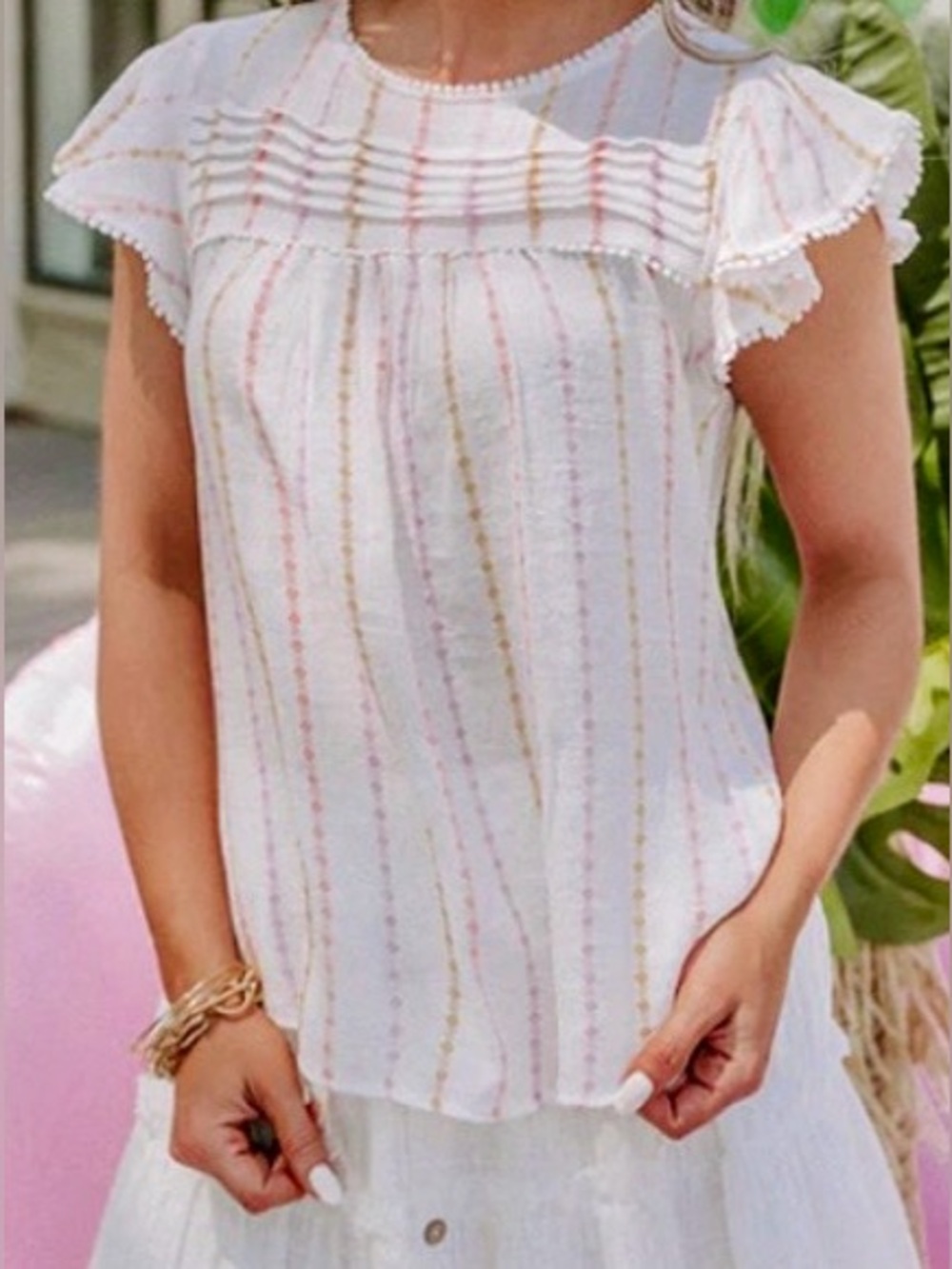 MINE for Anthropologie Short sleeve boho blouse size S